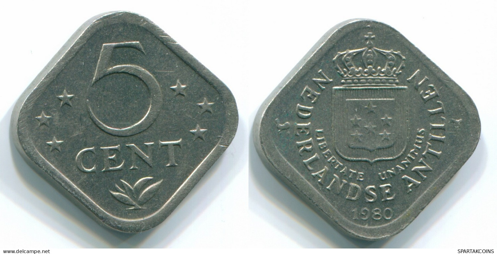 5 CENTS 1980 ANTILLAS NEERLANDESAS Nickel Colonial Moneda #S12322.E.A - Antilles Néerlandaises