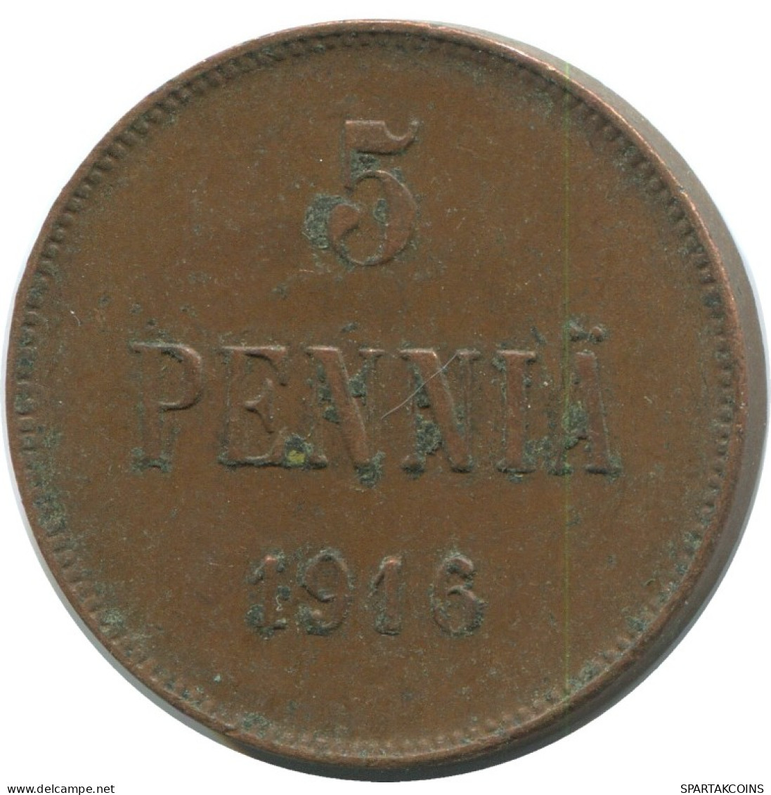 5 PENNIA 1916 FINLANDIA FINLAND Moneda RUSIA RUSSIA EMPIRE #AB130.5.E.A - Finlandia