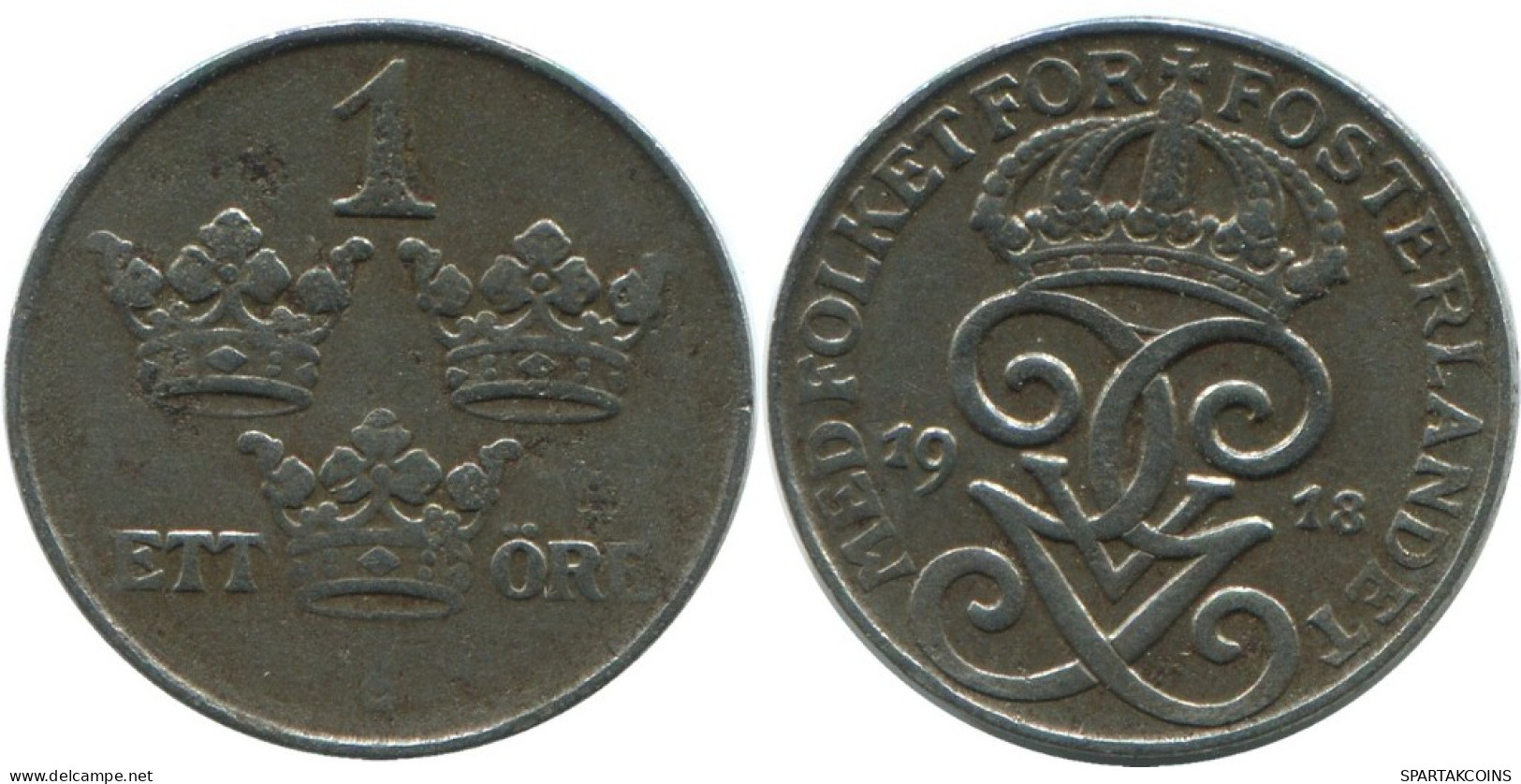 1 ORE 1918 SCHWEDEN SWEDEN Münze #AD147.2.D.A - Zweden