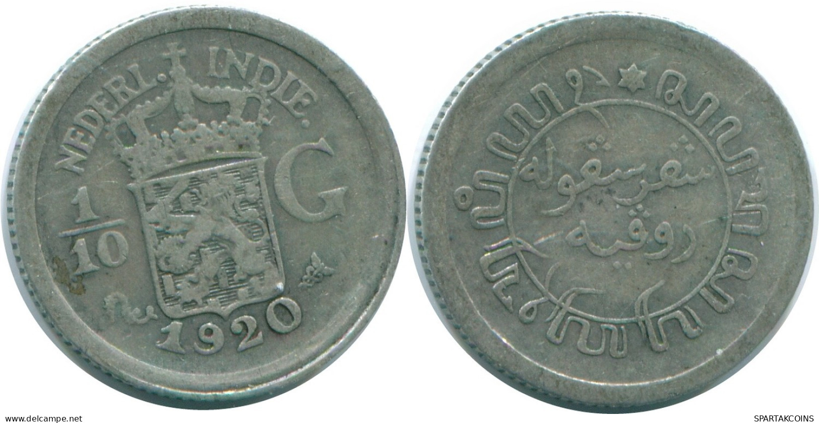 1/10 GULDEN 1920 NETHERLANDS EAST INDIES SILVER Colonial Coin #NL13369.3.U.A - Indes Néerlandaises