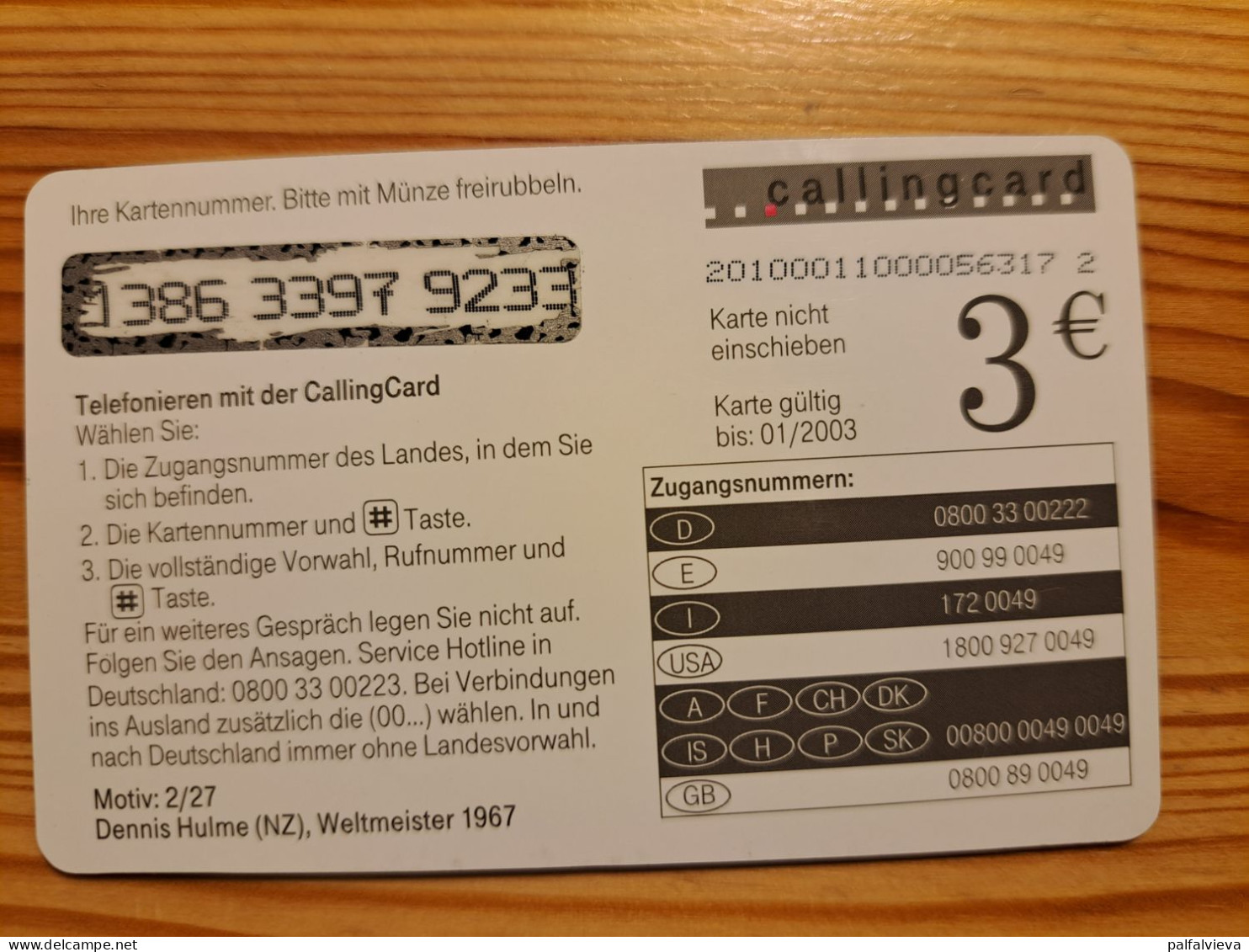 Prepaid Phonecard Germany, T-Com - Car Race, Dennis Hulme, Lenticular, 3D - [2] Móviles Tarjetas Prepagadas & Recargos