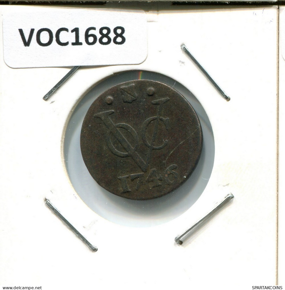 1746 UTRECHT VOC DUIT NIEDERLANDE OSTINDIEN NY COLONIAL PENNY #VOC1688.10.D.A - Indes Néerlandaises