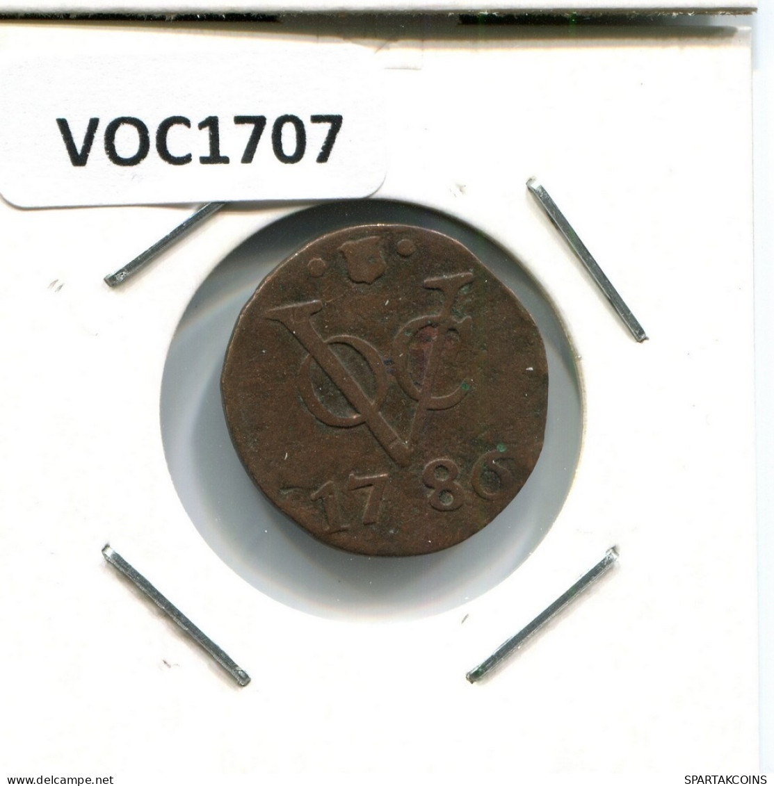 1786 UTRECHT VOC DUIT IINDES NÉERLANDAIS NETHERLANDS NEW YORK COLONIAL PENNY #VOC1707.10.F.A - Nederlands-Indië