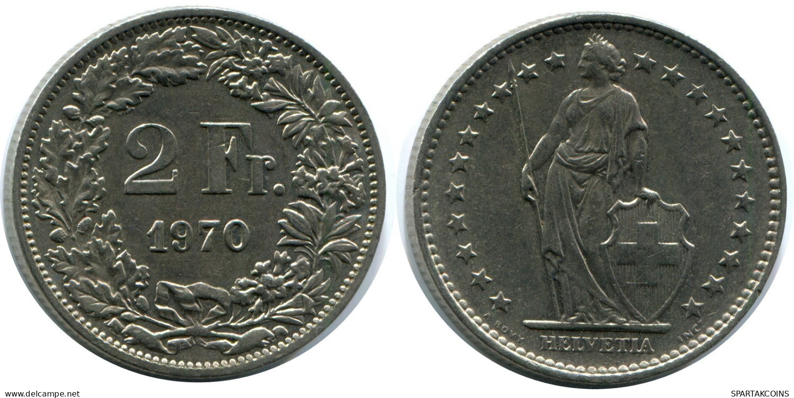 2 FRANCS 1970 SCHWEIZ SWITZERLAND Münze #AZ144.D.A - Otros & Sin Clasificación