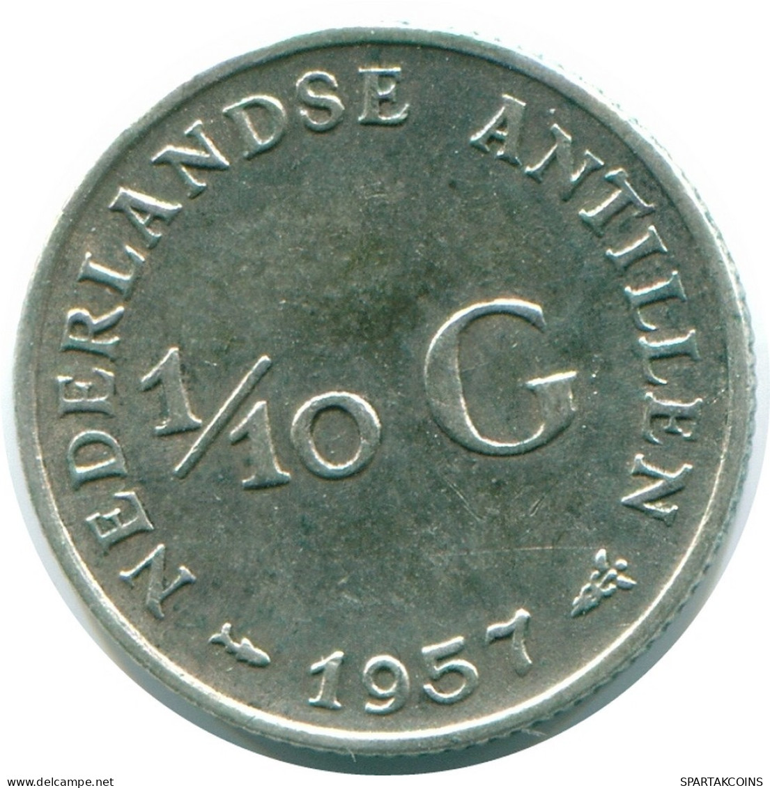 1/10 GULDEN 1957 NETHERLANDS ANTILLES SILVER Colonial Coin #NL12155.3.U.A - Niederländische Antillen