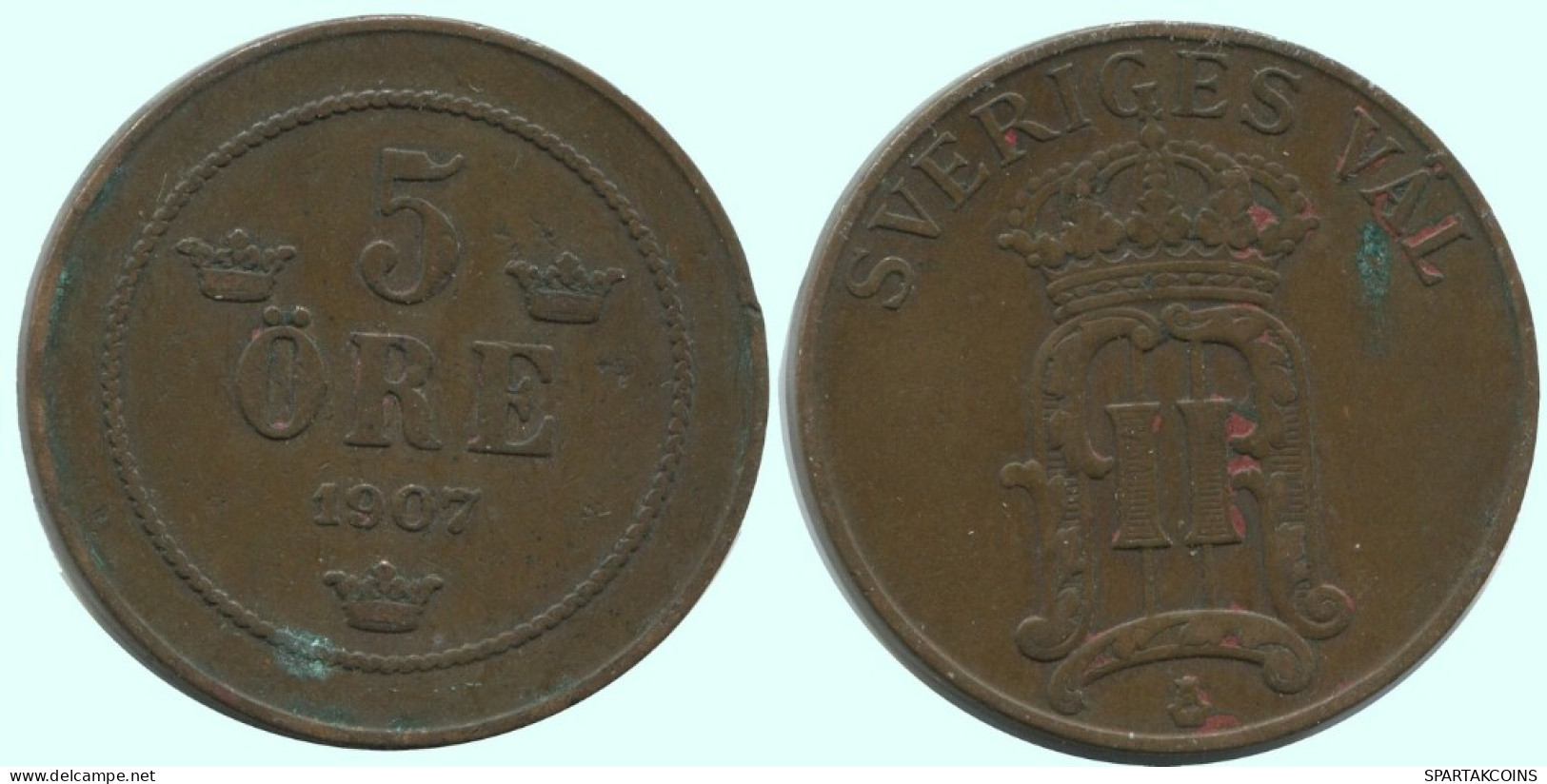 5 ORE 1907 SUÈDE SWEDEN Pièce #AC687.2.F.A - Sweden