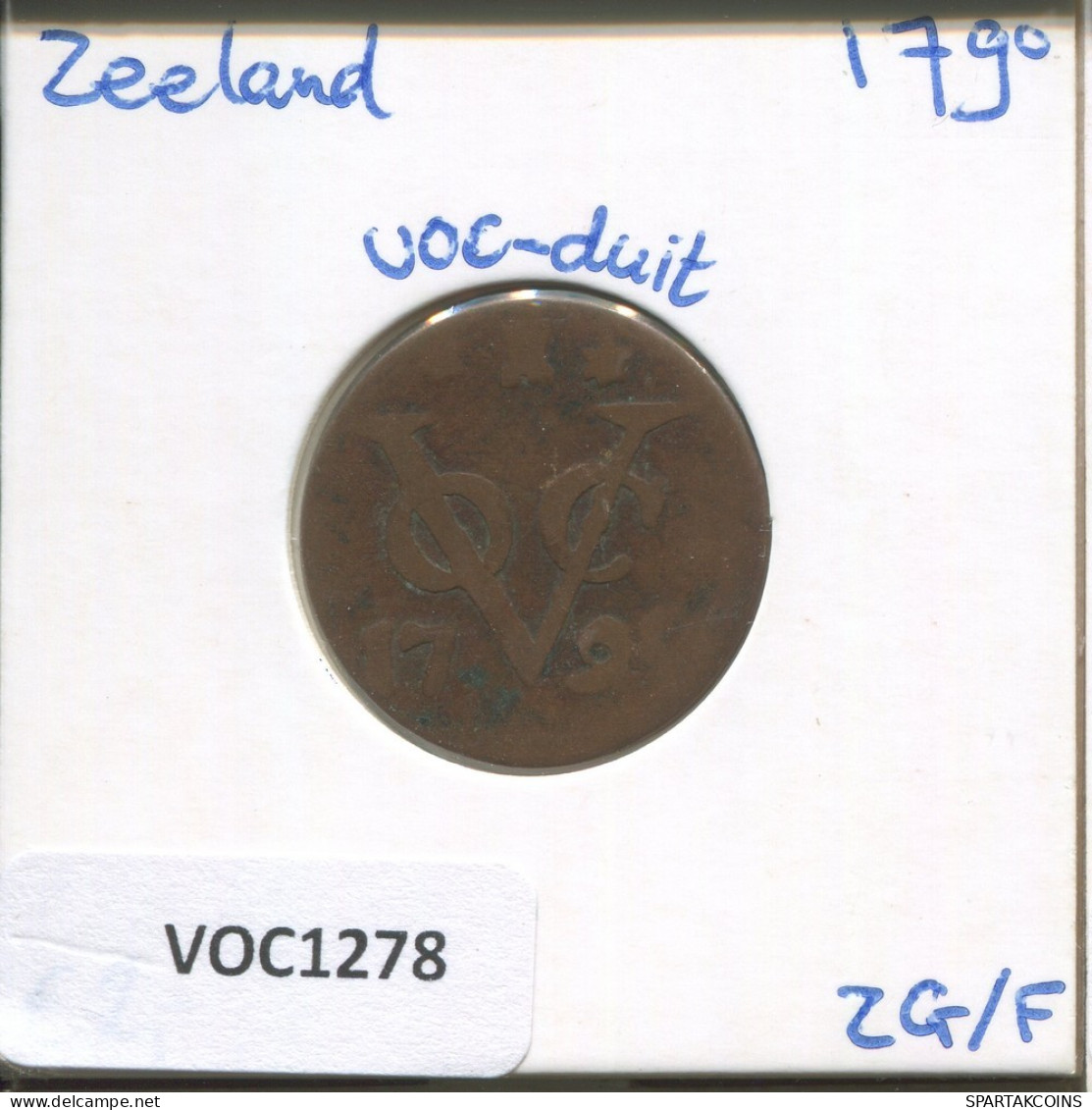 1790 ZEELAND VOC DUIT NETHERLANDS INDIES NEW YORK COLONIAL PENNY #VOC1278.8.U.A - Niederländisch-Indien