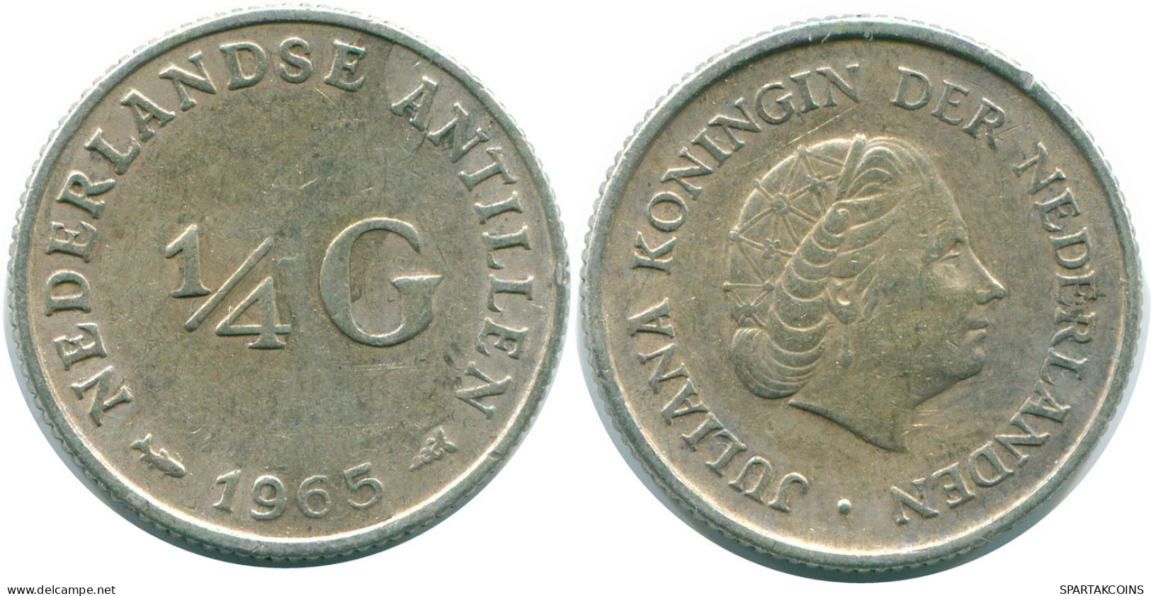 1/4 GULDEN 1965 ANTILLAS NEERLANDESAS PLATA Colonial Moneda #NL11427.4.E.A - Niederländische Antillen
