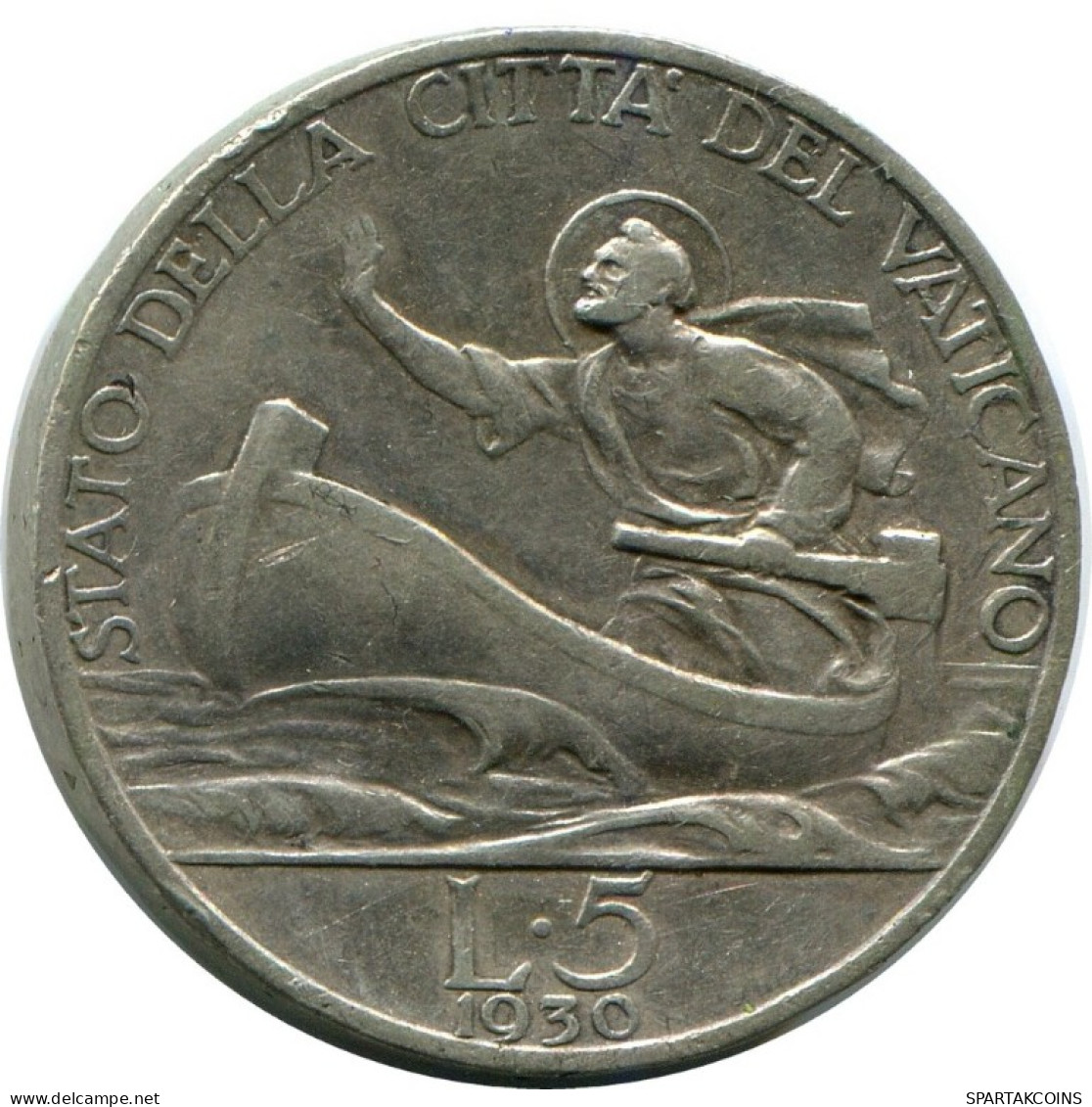 5 LIRE 1930 VATICAN Coin Pius XI (1922-1939) Silver #AH332.16.U.A - Vaticano (Ciudad Del)
