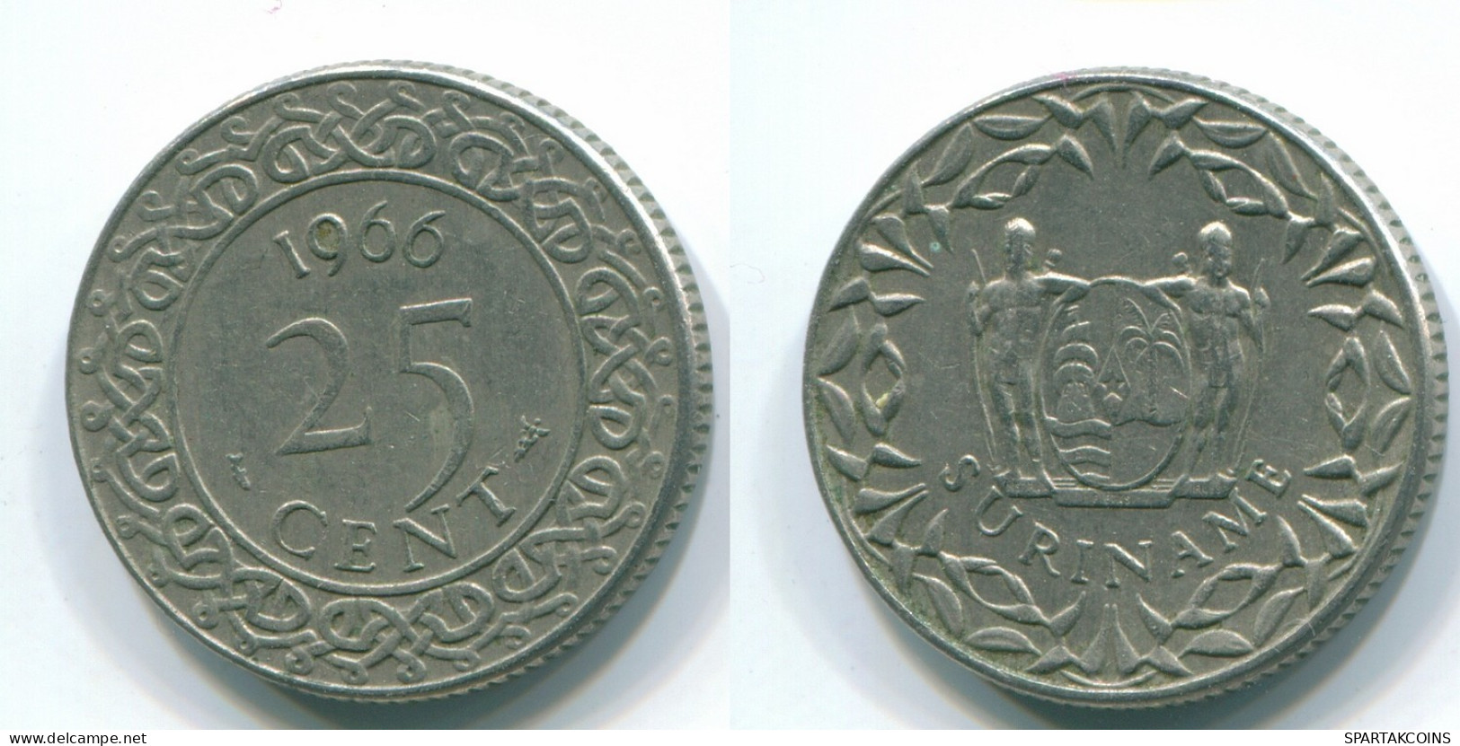 25 CENTS 1966 SURINAME Netherlands Nickel Colonial Coin #S11219.U.A - Surinam 1975 - ...