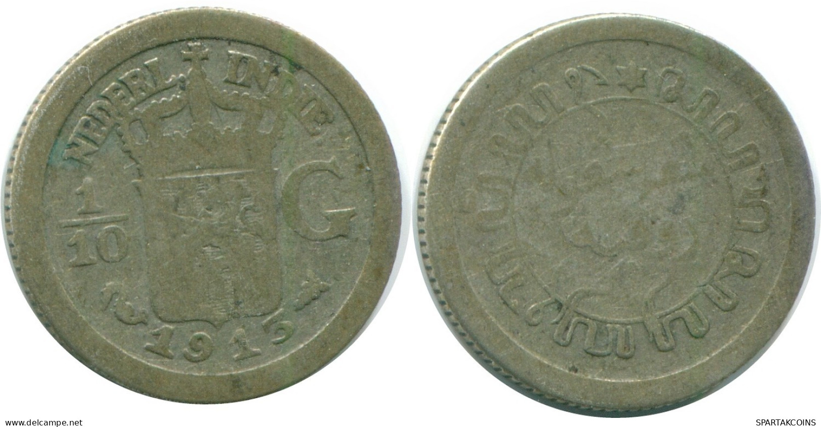 1/10 GULDEN 1913 NETHERLANDS EAST INDIES SILVER Colonial Coin #NL13282.3.U.A - Niederländisch-Indien
