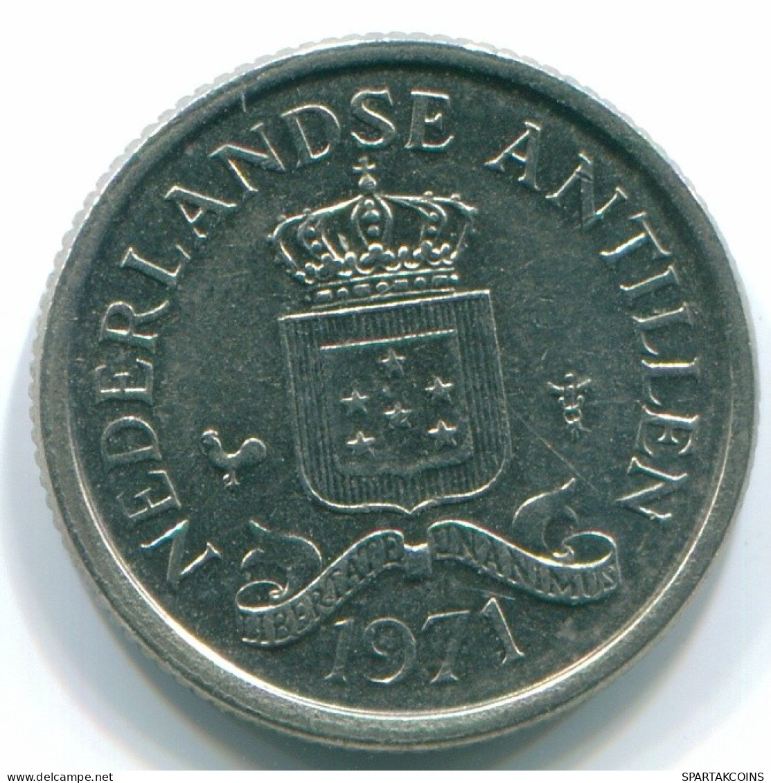 10 CENTS 1971 ANTILLES NÉERLANDAISES Nickel Colonial Pièce #S13418.F.A - Niederländische Antillen