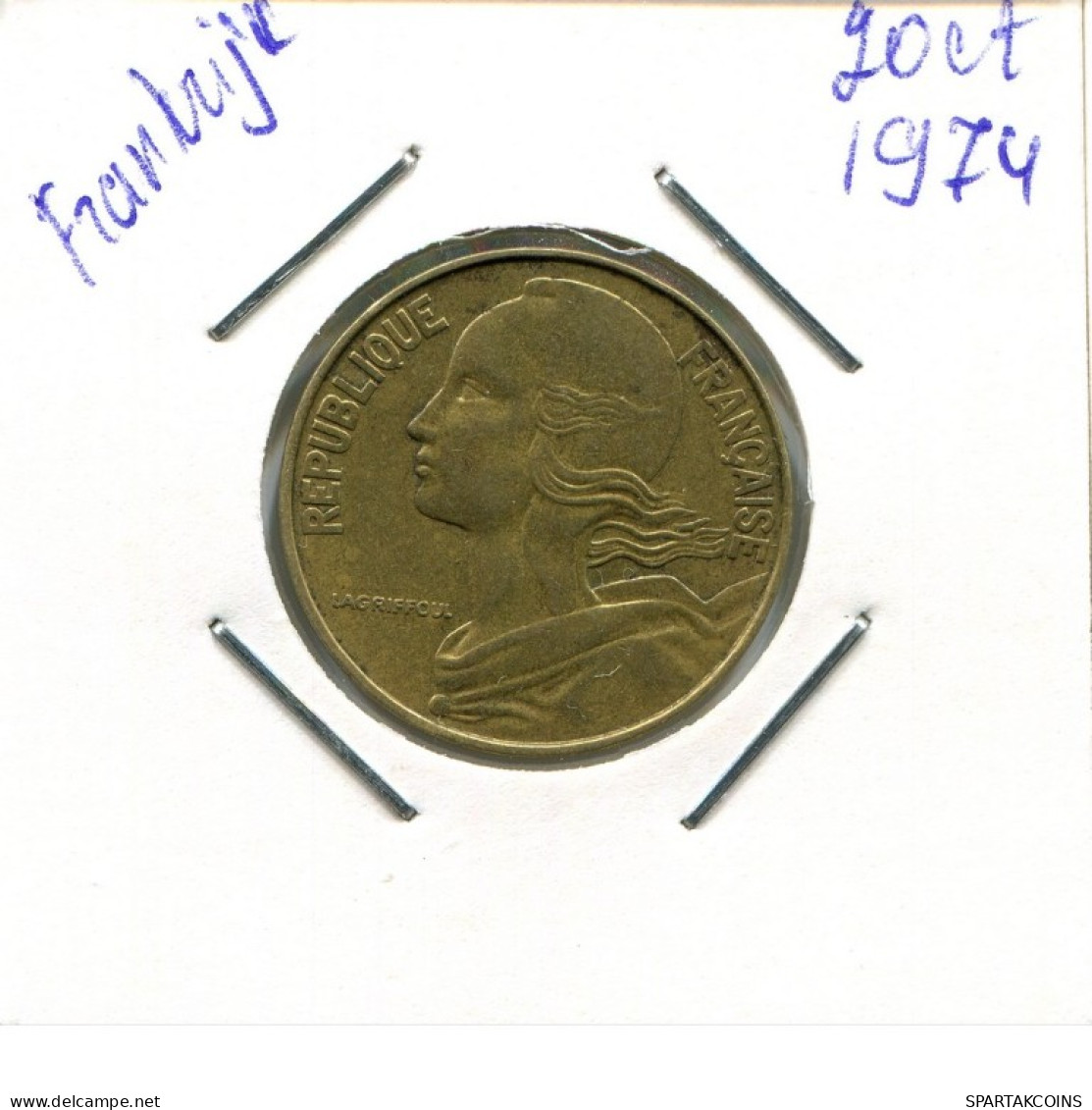 20 CENTIMES 1974 FRANCIA FRANCE Moneda #AN887.E.A - 20 Centimes