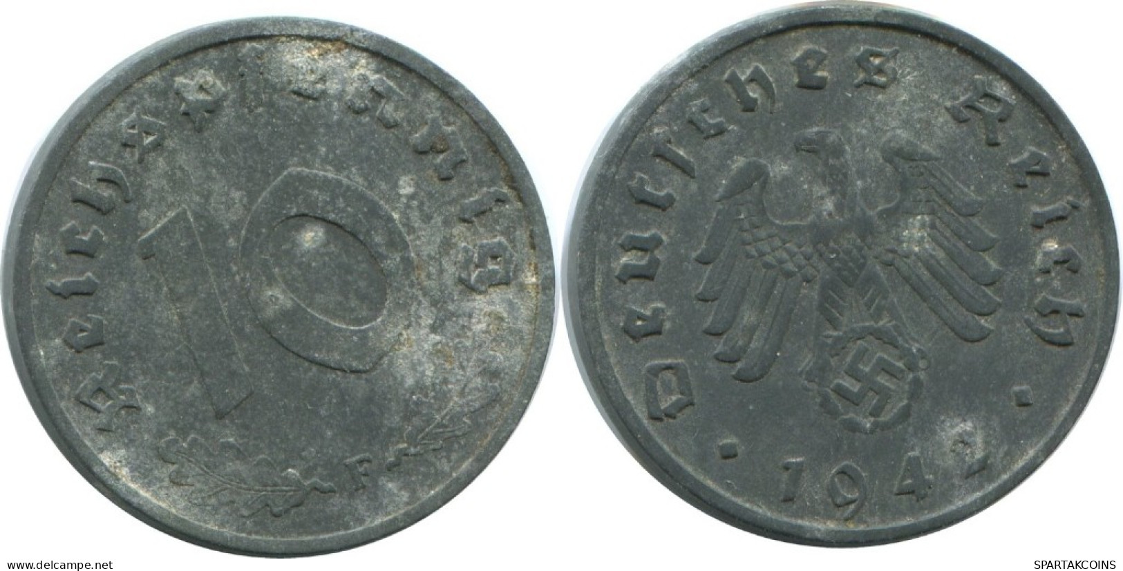 10 REICHSPFENNIG 1942 F DEUTSCHLAND Münze GERMANY #AE389.D.A - 10 Reichspfennig