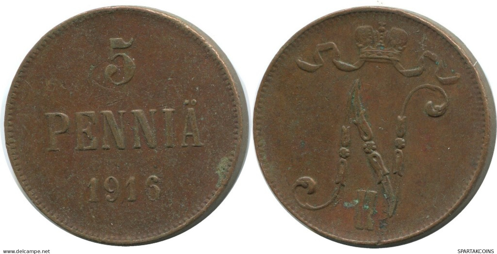 5 PENNIA 1916 FINLAND Coin RUSSIA EMPIRE #AB169.5.U.A - Finlandia