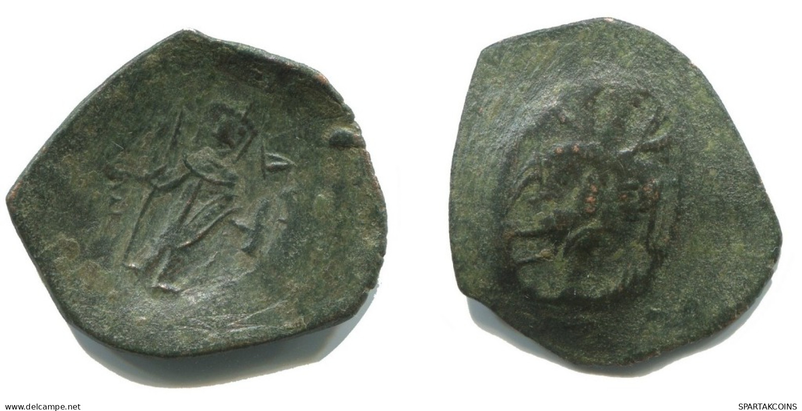 BYZANTINE IMPERIO Aspron Trache Auténtico Antiguo Moneda 1,7g/22mm #AC033.9.E.A - Bizantinas