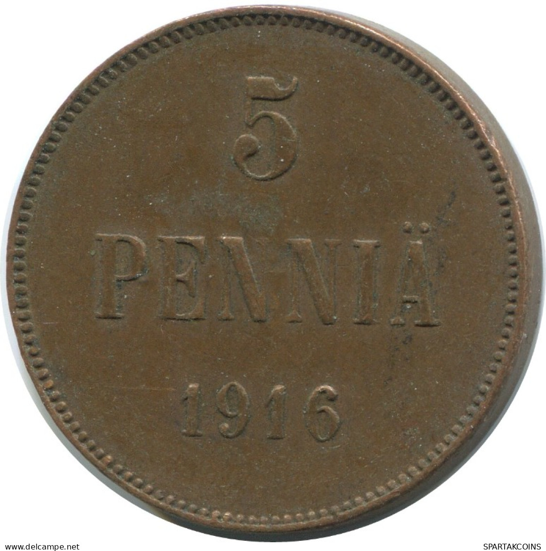 5 PENNIA 1916 FINLANDE FINLAND Pièce RUSSIE RUSSIA EMPIRE #AB259.5.F.A - Finland