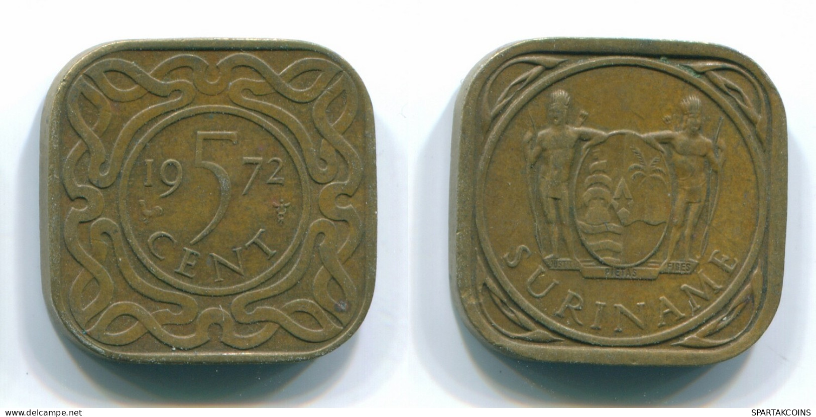 5 CENTS 1972 SURINAME Netherlands Nickel-Brass Colonial Coin #S12916.U.A - Surinam 1975 - ...
