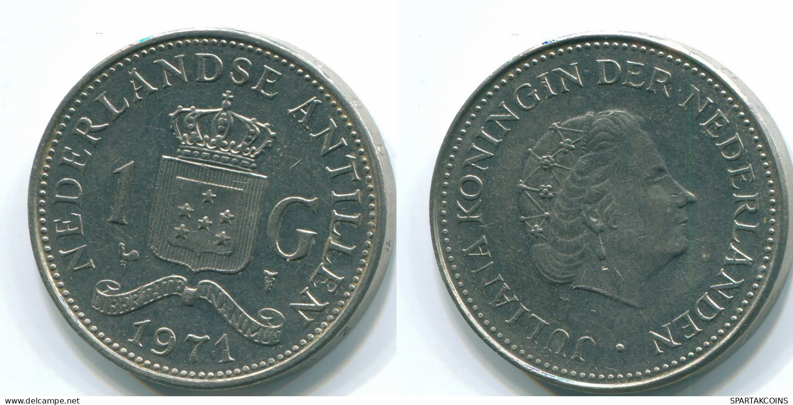1 GULDEN 1971 ANTILLAS NEERLANDESAS Nickel Colonial Moneda #S11926.E.A - Niederländische Antillen