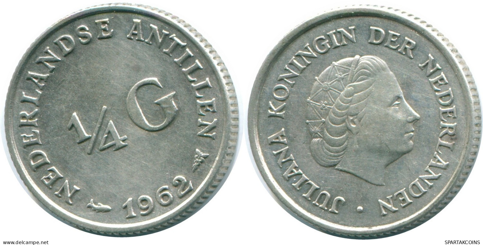 1/4 GULDEN 1962 ANTILLAS NEERLANDESAS PLATA Colonial Moneda #NL11107.4.E.A - Niederländische Antillen