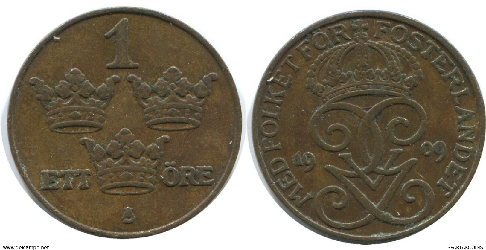 1 ORE 1909 SCHWEDEN SWEDEN Münze #AD218.2.D.A - Zweden