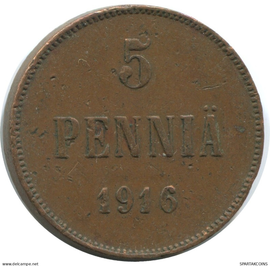 5 PENNIA 1916 FINLAND Coin RUSSIA EMPIRE #AB252.5.U.A - Finlandia