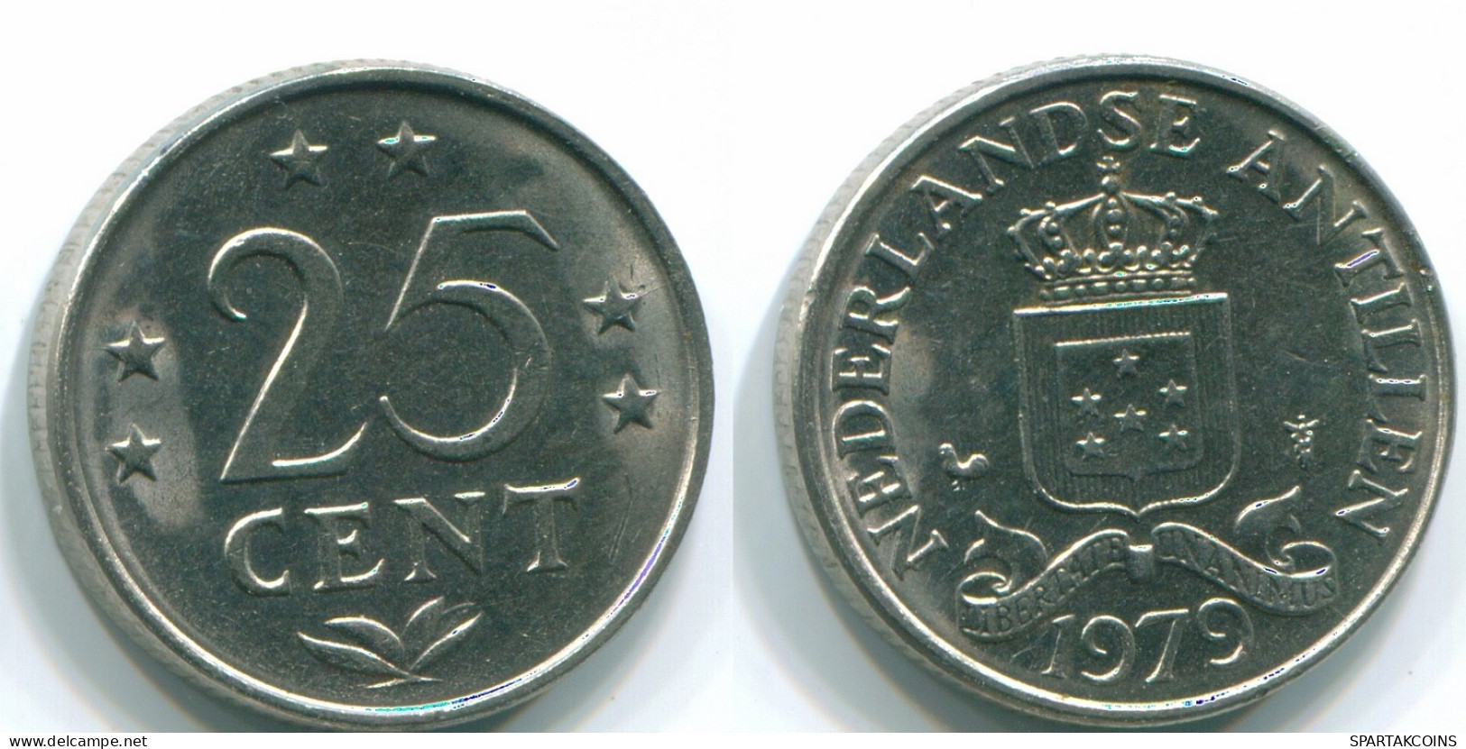 25 CENTS 1979 ANTILLAS NEERLANDESAS Nickel Colonial Moneda #S11653.E.A - Antilles Néerlandaises