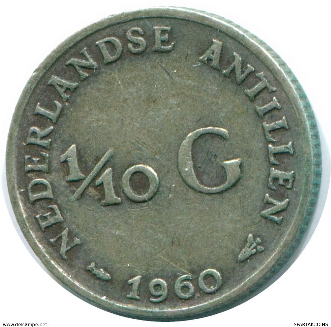 1/10 GULDEN 1960 NIEDERLÄNDISCHE ANTILLEN SILBER Koloniale Münze #NL12343.3.D.A - Antillas Neerlandesas