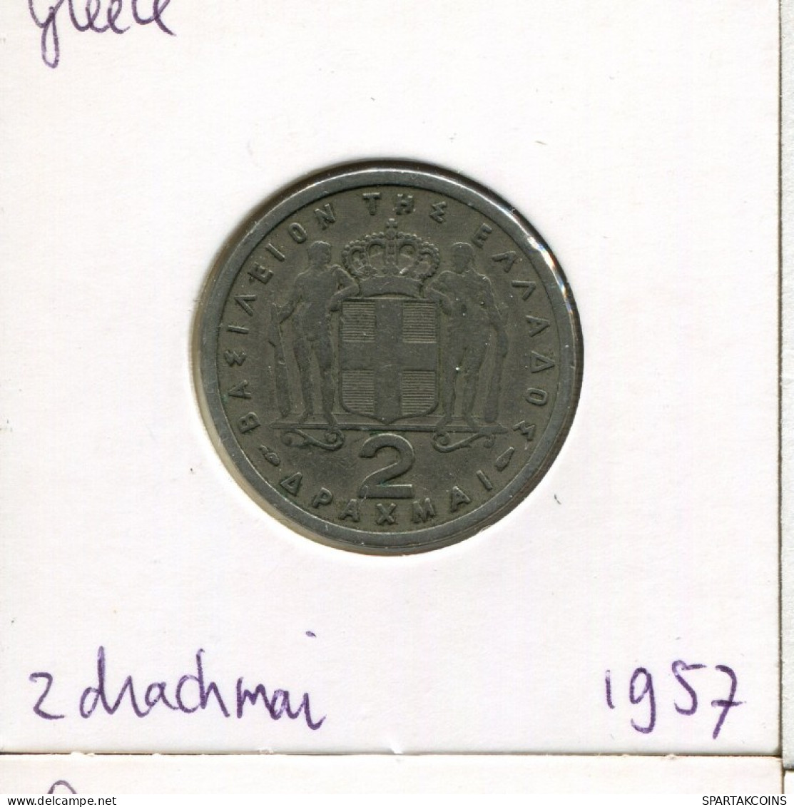 2 DRACHMES 1957 GRECIA GREECE Moneda #AK376.E.A - Griekenland