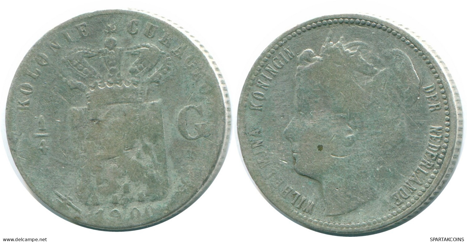 1/4 GULDEN 1900 CURACAO NÉERLANDAIS NETHERLANDS ARGENT Colonial Pièce #NL10434.4.F.A - Curacao