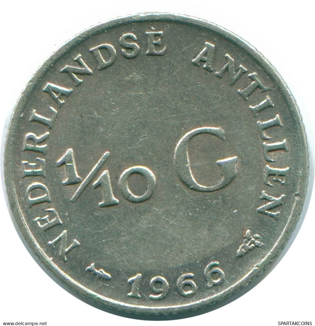 1/10 GULDEN 1966 NIEDERLÄNDISCHE ANTILLEN SILBER Koloniale Münze #NL12727.3.D.A - Antillas Neerlandesas