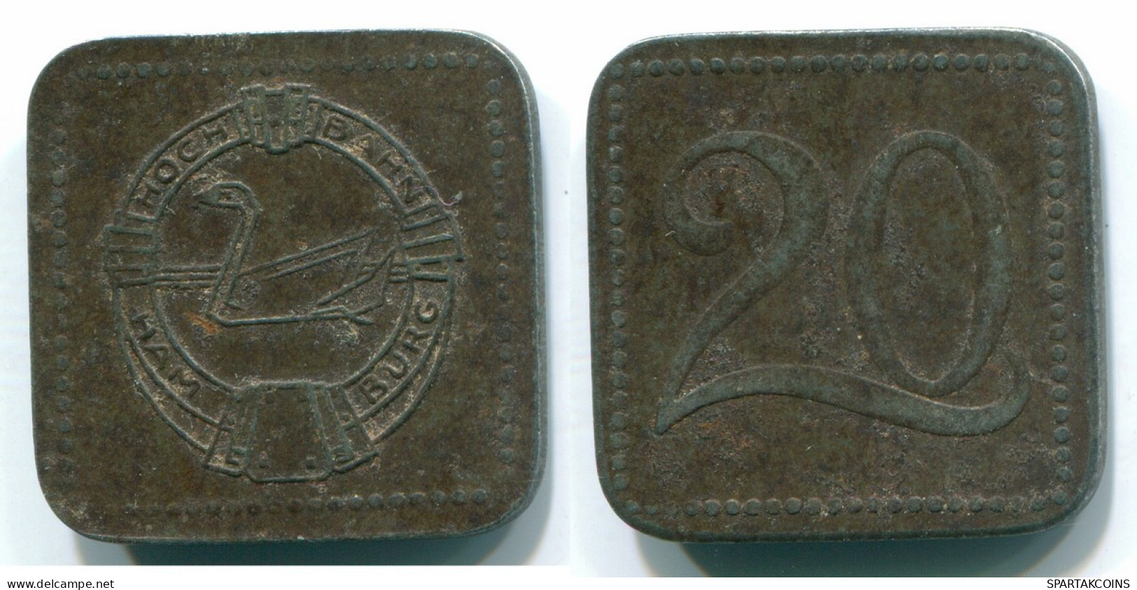 20 PFENNIG 1917-1920 HAMBURG TOKEN GERMANY Coin #DE10314.3.U.A - Sonstige & Ohne Zuordnung