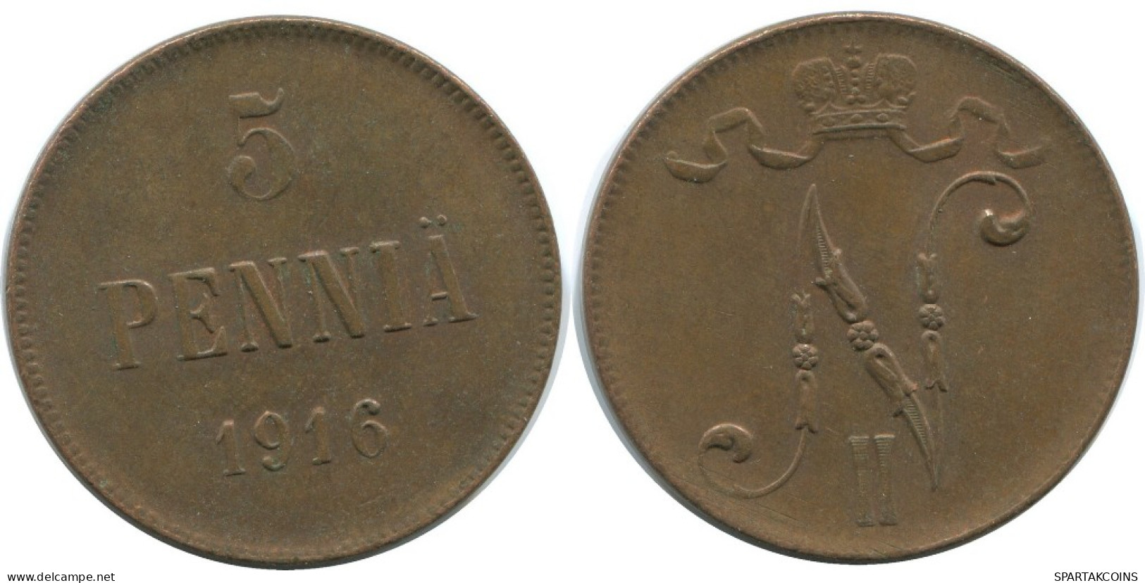 5 PENNIA 1916 FINLANDIA FINLAND Moneda RUSIA RUSSIA EMPIRE #AB155.5.E.A - Finlandia