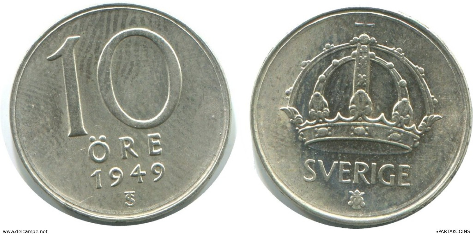 10 ORE 1949 SUECIA SWEDEN PLATA Moneda #AD060.2.E.A - Svezia