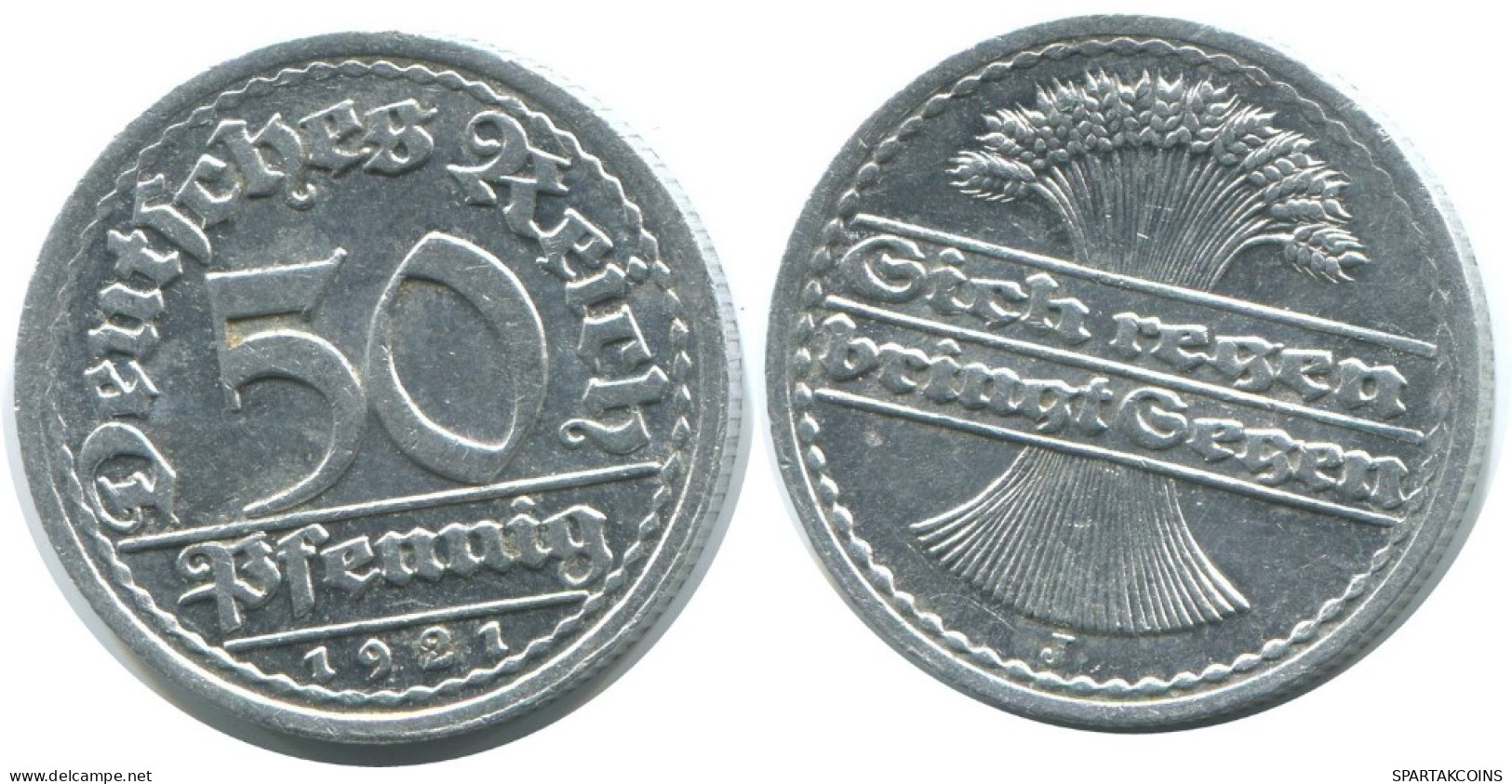 50 PFENNIG 1921 J GERMANY Coin #AE421.U.A - 50 Rentenpfennig & 50 Reichspfennig