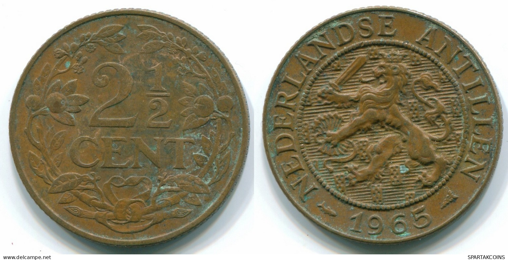 2 1/2 CENT 1965 CURACAO NIEDERLANDE Bronze Koloniale Münze #S10230.D.A - Curacao