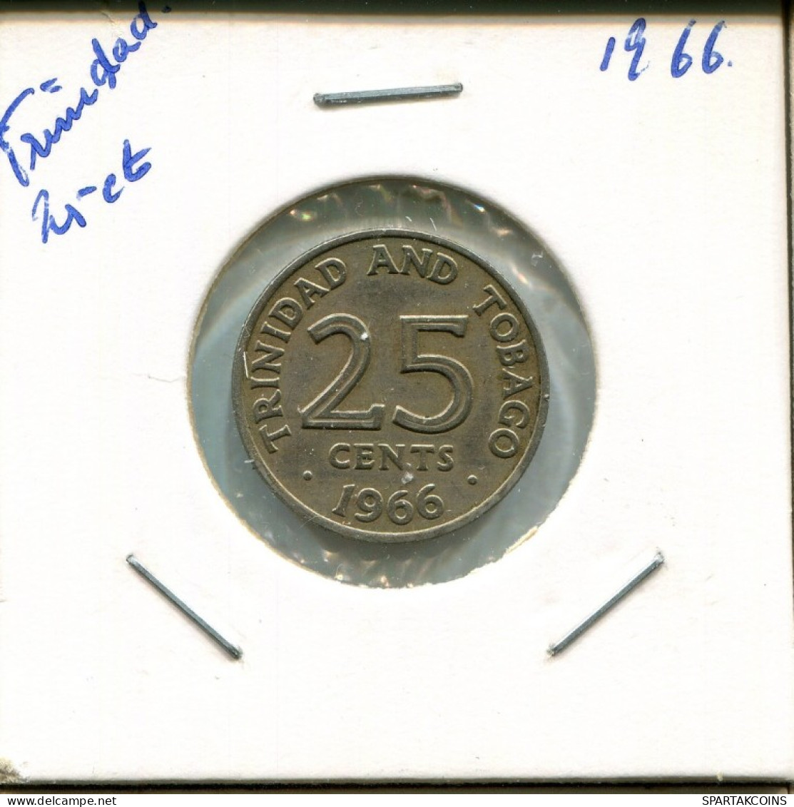 25 CENTS 1966 TRINIDAD & TOBAGO Coin #AN738.U.A - Trindad & Tobago