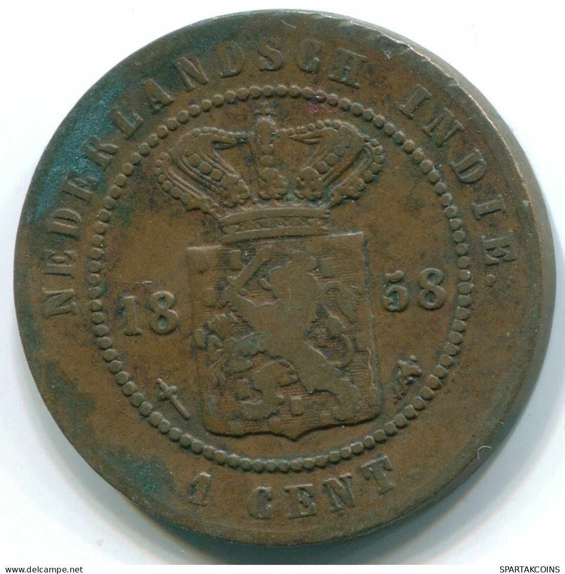 1 CENT 1858 INDIAS ORIENTALES DE LOS PAÍSES BAJOS INDONESIA Copper #S10004.E.A - Niederländisch-Indien