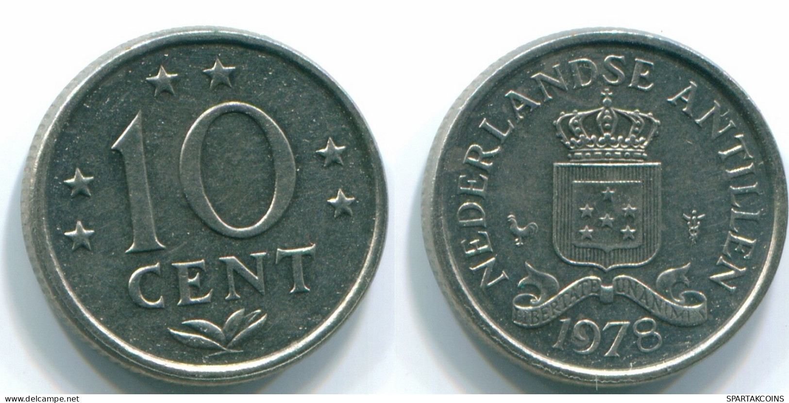 10 CENTS 1978 NIEDERLÄNDISCHE ANTILLEN Nickel Koloniale Münze #S13549.D.A - Niederländische Antillen
