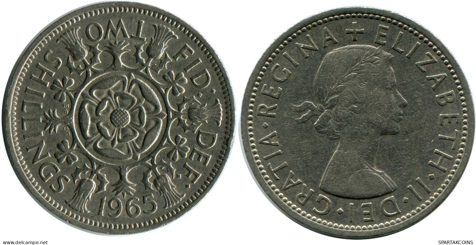 2 SHILLING 1965 UK GROßBRITANNIEN GREAT BRITAIN Münze #AY997.D.A - J. 1 Florin / 2 Shillings