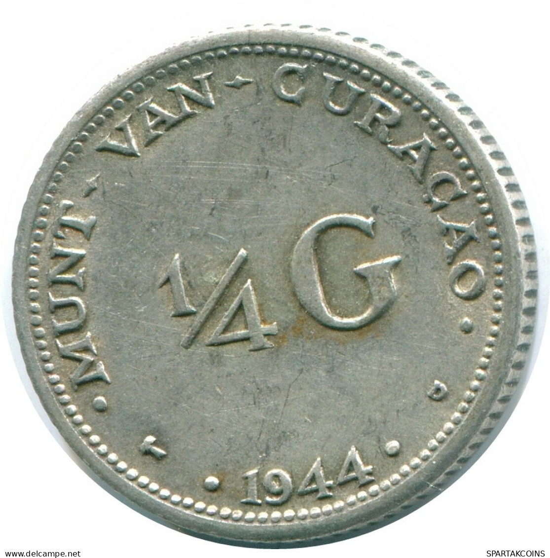 1/4 GULDEN 1944 CURACAO Netherlands SILVER Colonial Coin #NL10553.4.U.A - Curaçao