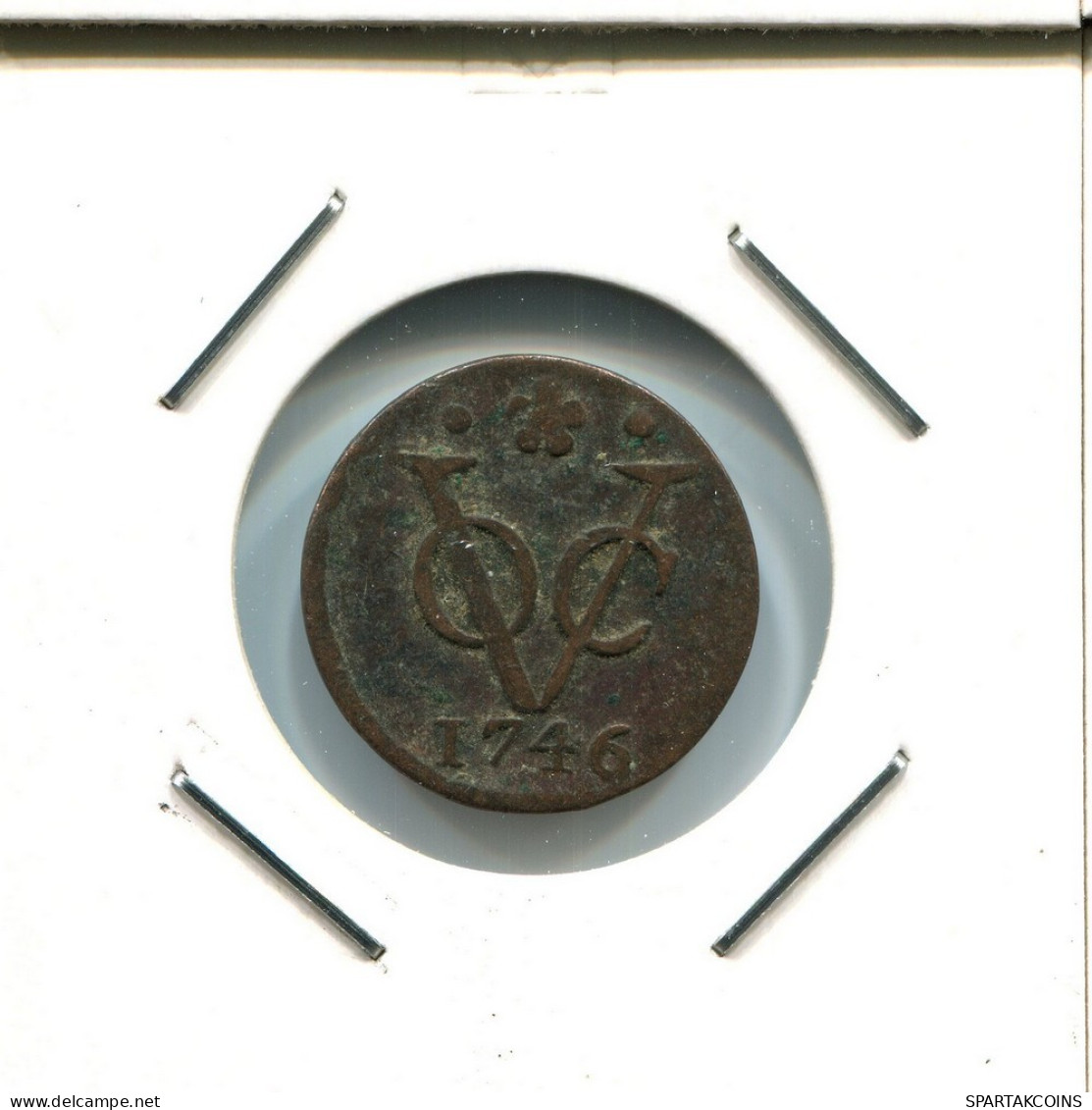 1746 HOLLAND VOC DUIT INDES NÉERLANDAIS NETHERLANDS NEW YORK COLONIAL PENNY #VOC2609.7.F.A - Niederländisch-Indien