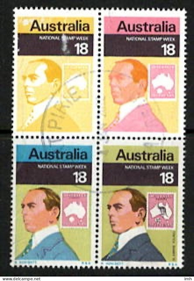 1976 Australia   National Stamp Week . Four Type In A Block Of Four Fine Used. - Gebruikt