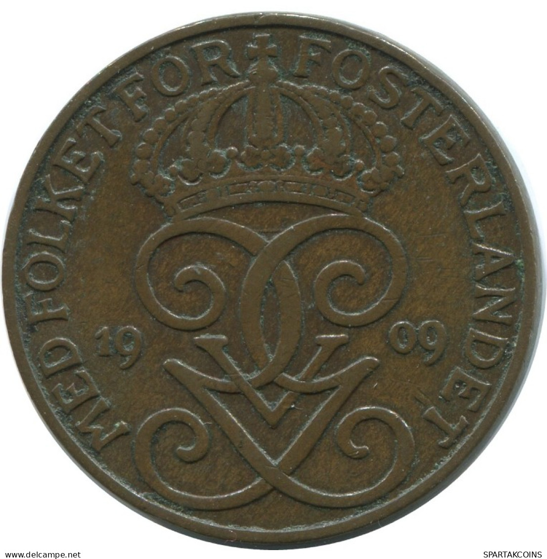 5 ORE 1909 SWEDEN Coin #AC561.2.U.A - Suède