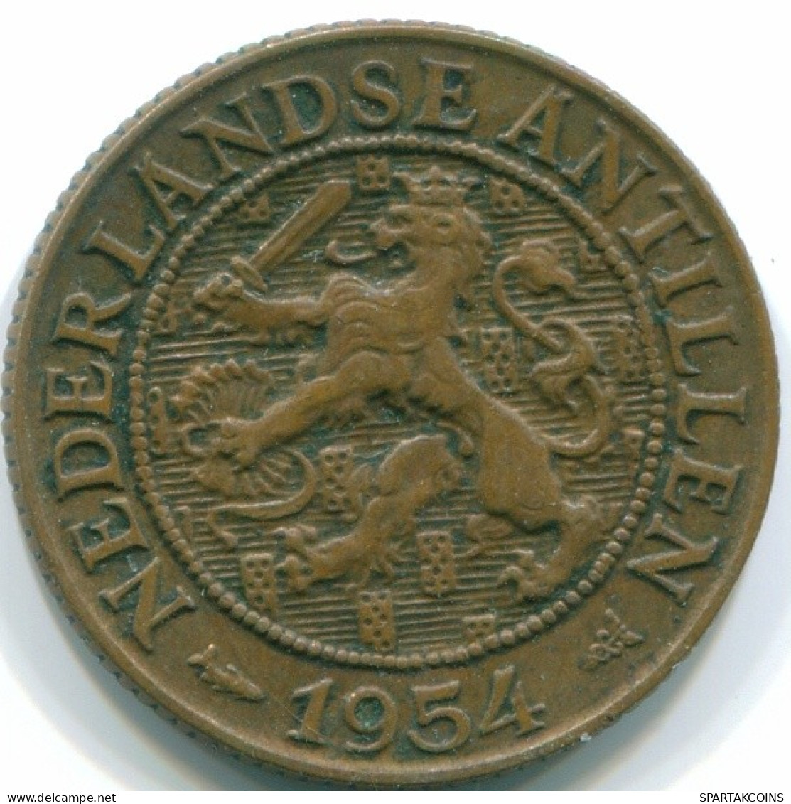 1 CENT 1954 NETHERLANDS ANTILLES Bronze Fish Colonial Coin #S11010.U.A - Netherlands Antilles