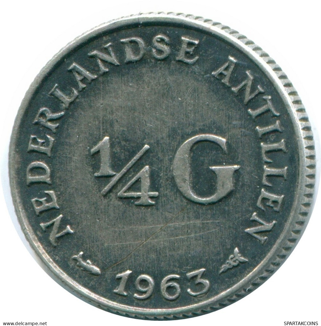 1/4 GULDEN 1963 ANTILLAS NEERLANDESAS PLATA Colonial Moneda #NL11227.4.E.A - Antillas Neerlandesas