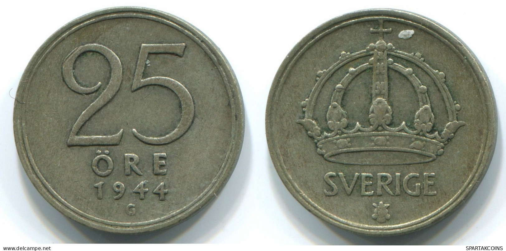 25 ORE 1944 SUÈDE SWEDEN ARGENT Pièce #WW1083.F.A - Zweden