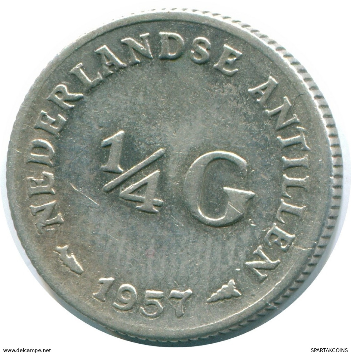 1/4 GULDEN 1957 NIEDERLÄNDISCHE ANTILLEN SILBER Koloniale Münze #NL10985.4.D.A - Niederländische Antillen