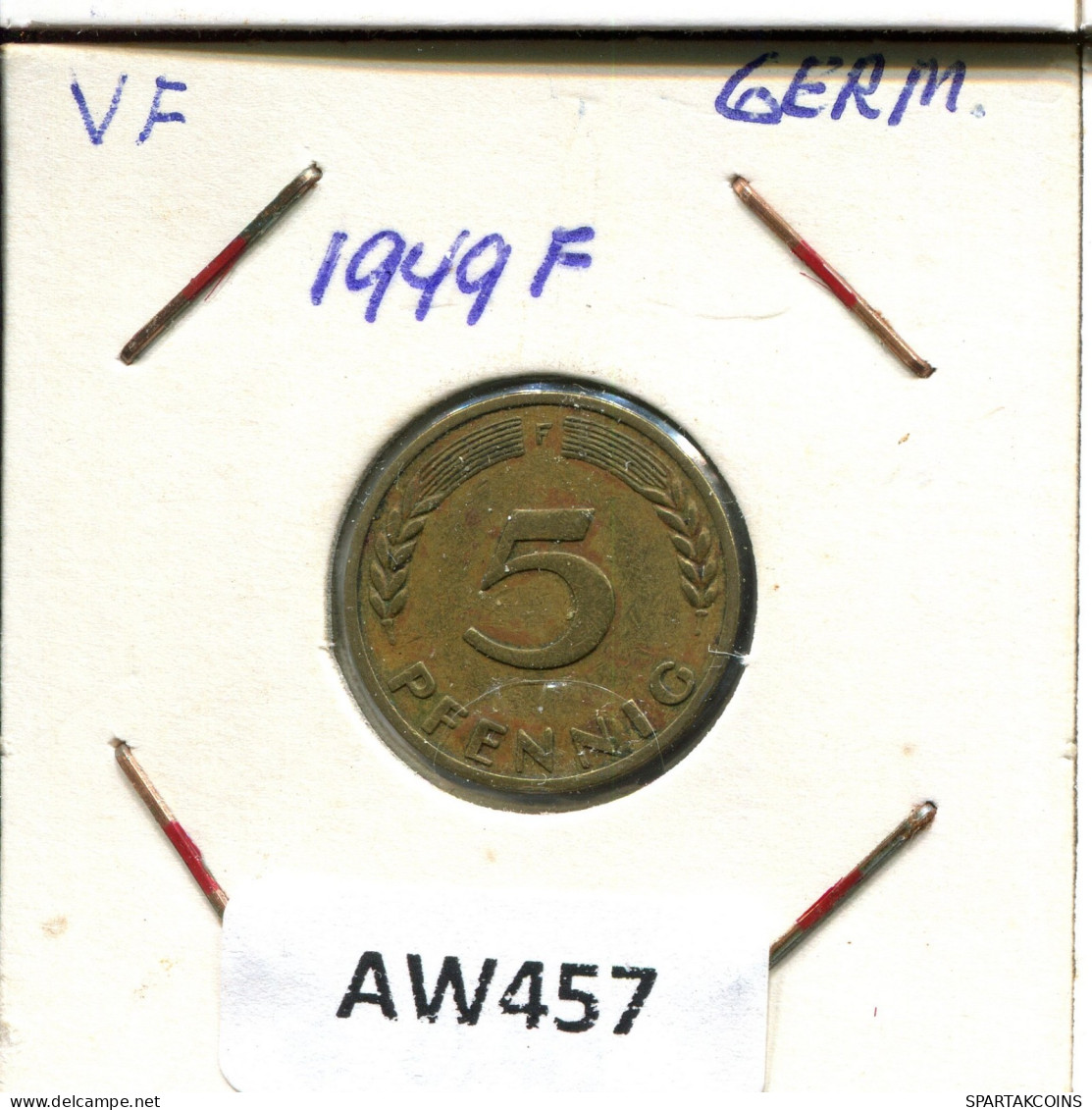 5 PFENNIG 1949 F ALLEMAGNE Pièce GERMANY #AW457.F.A - 5 Pfennig