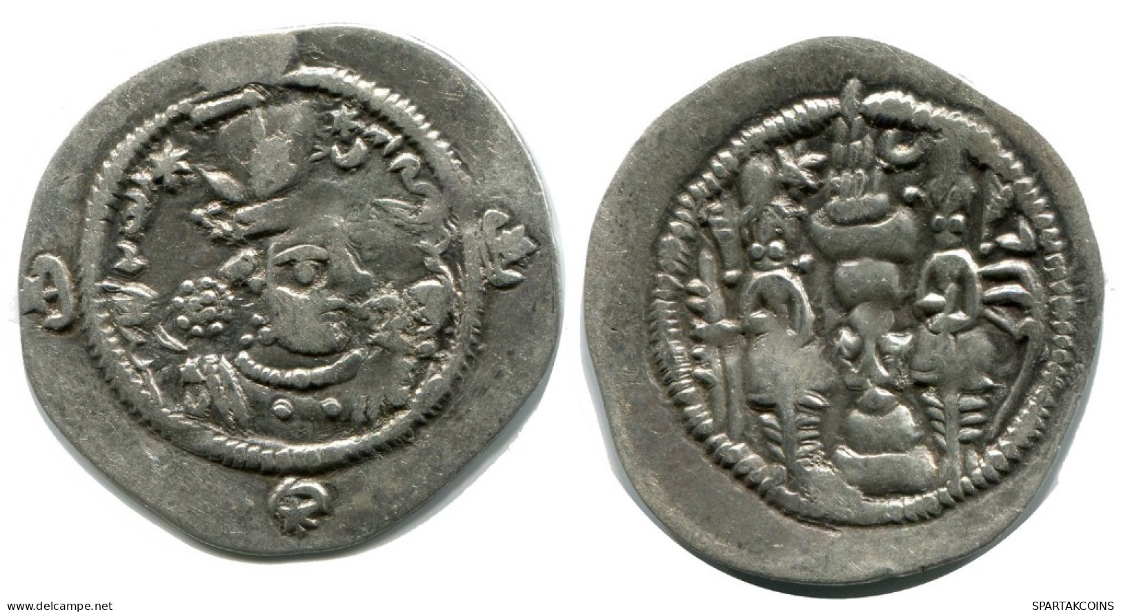SASSANIAN HORMIZD IV Silver Drachm Mitch-ACW.1073-1099 #AH197.45.D.A - Orientalische Münzen